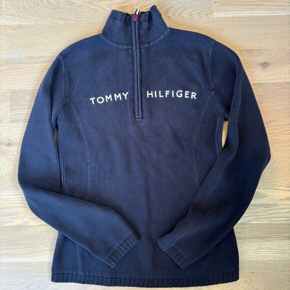 Tommy Hilfiger Quarter Zip Embroidered Knit Sweater - Picture 5 of 8